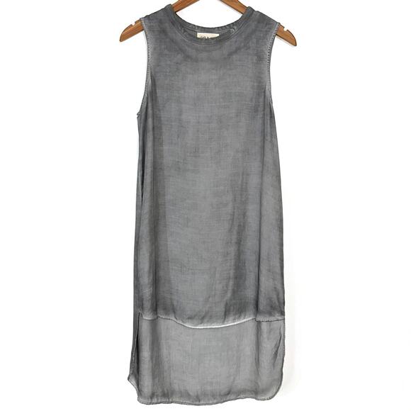 NWT Cloth & Stone Grey Stonewash Tencel Hi-Low Tank Dress Size Small - Picture 2 of 12